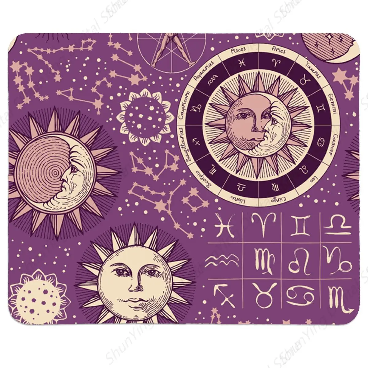 Mouse Pad Purple Mysterious Gothic Moon Sun Desktop Office Game Work Mouse Pad, Gift For Tarot Card Enthusiasts 25*30cm