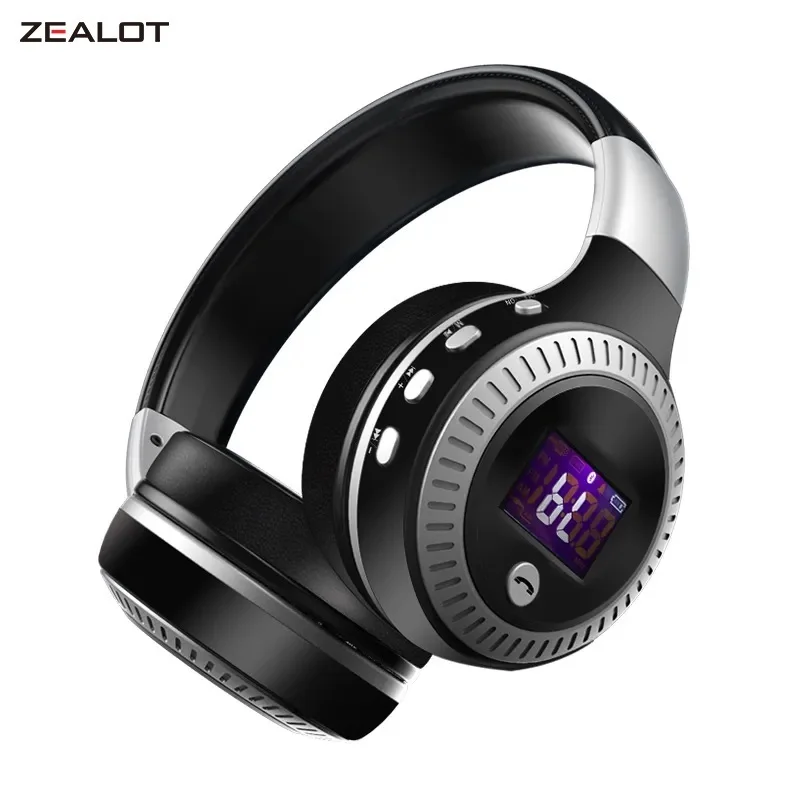 ZEALOT B19 Bluetooth Headphones Original LCD Display HiFi Bass Stereo Earphone Wireless Headset With Mic TF Card Slot Headphone