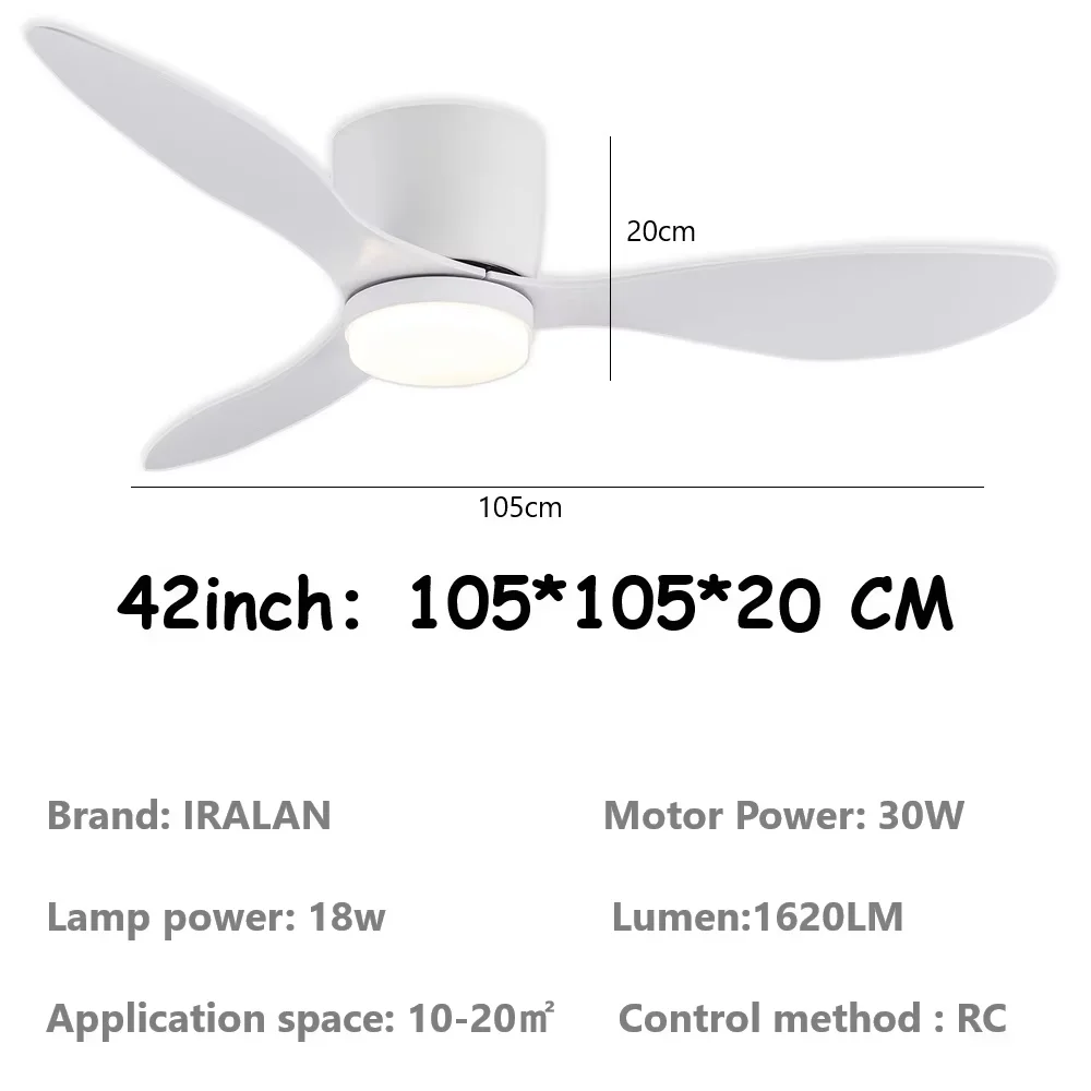 IRALAN plafondventilator met led-licht afstandsbediening grote minimalistische coole plafondlamp voor binnen ventilator slaapkamer woonkamer eetkamer