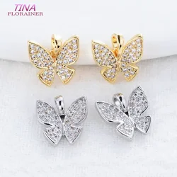 10x10MM 14K Real Gold Color Plated and Zircon Butterfly Charms Pendants Jewelry Making Supplies Diy Accessories