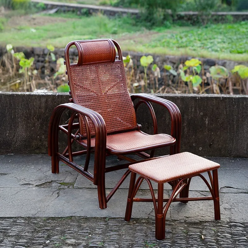 True vine folding recliner rattan weaving free chair