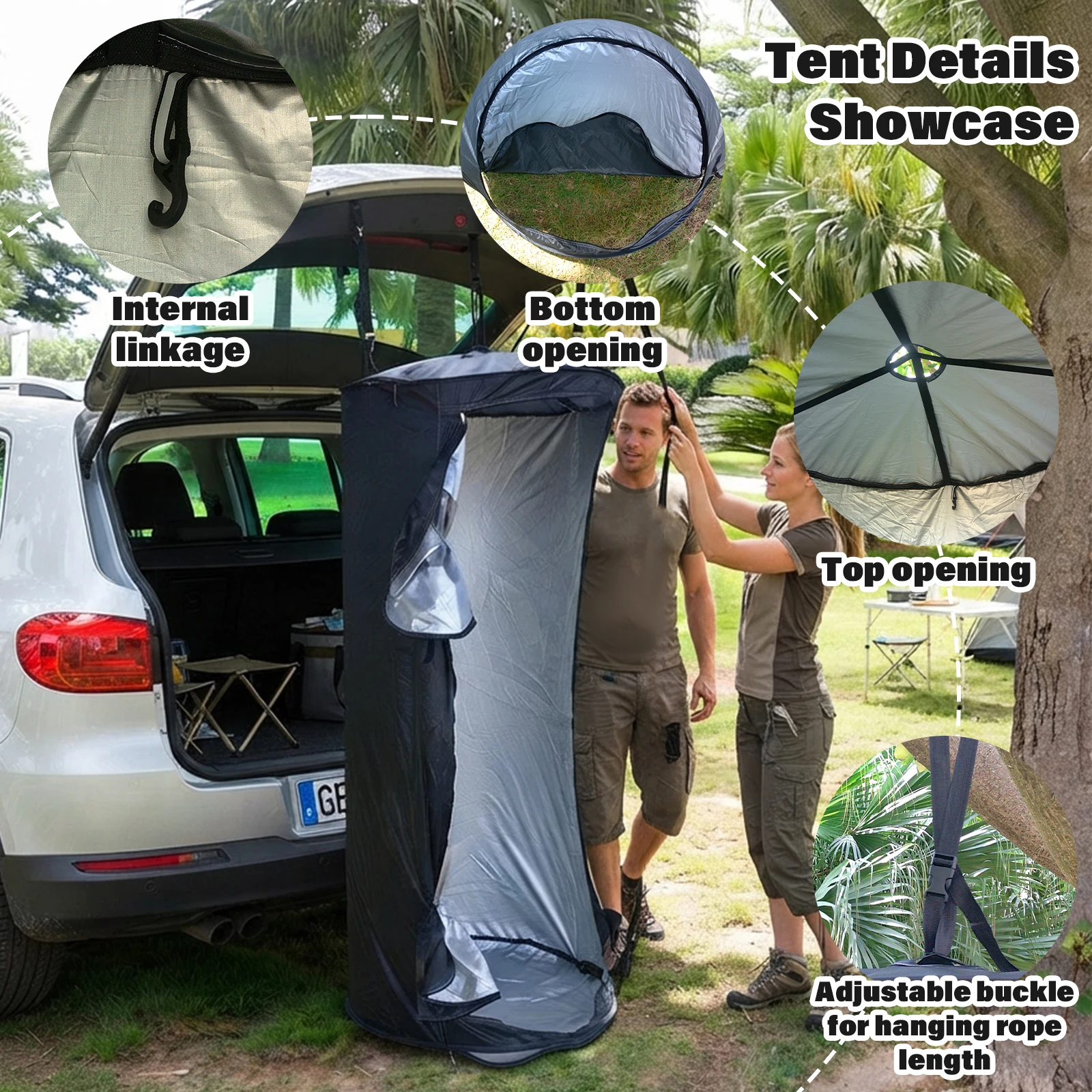 1 Person SUV Tailgate Shower Tent for Beginner Campers, Pop Up Privacy Shelter, Easy Setup Foldable Camping Tent image 5