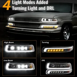 Car Lights Headlight For Chevrolet Silverado 1500 / 2500 1999-2002 ,Suburban 1500 / 2500 Tahoe 2000-2006 LED Headlight Assembly