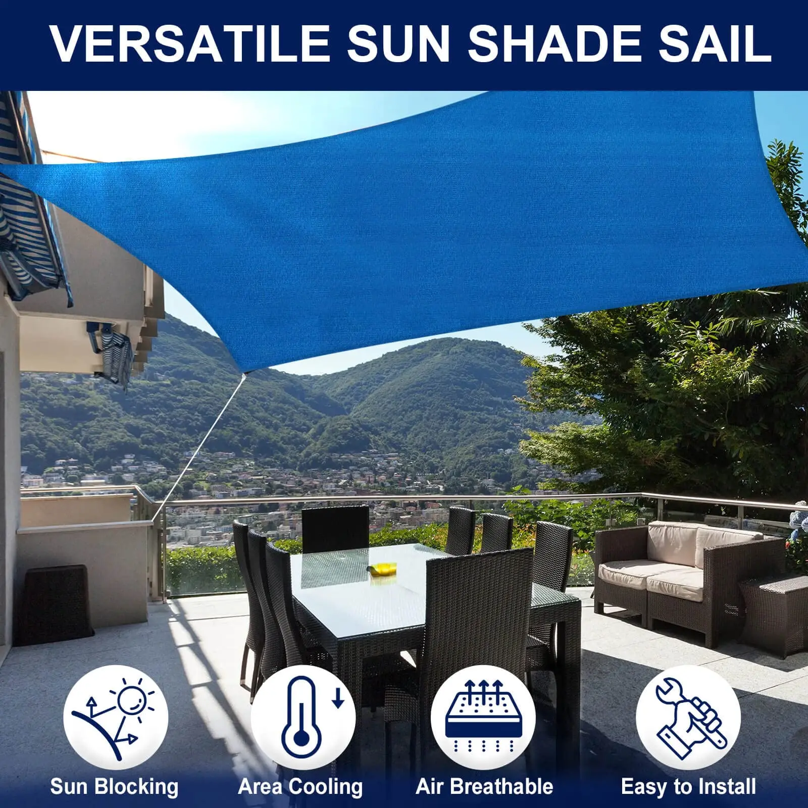 

The Telescopic Sunshade Net on the Terrace Features an Aluminum Alloy Framework and High-Density Sun-Proof Fabric The One-Buttock