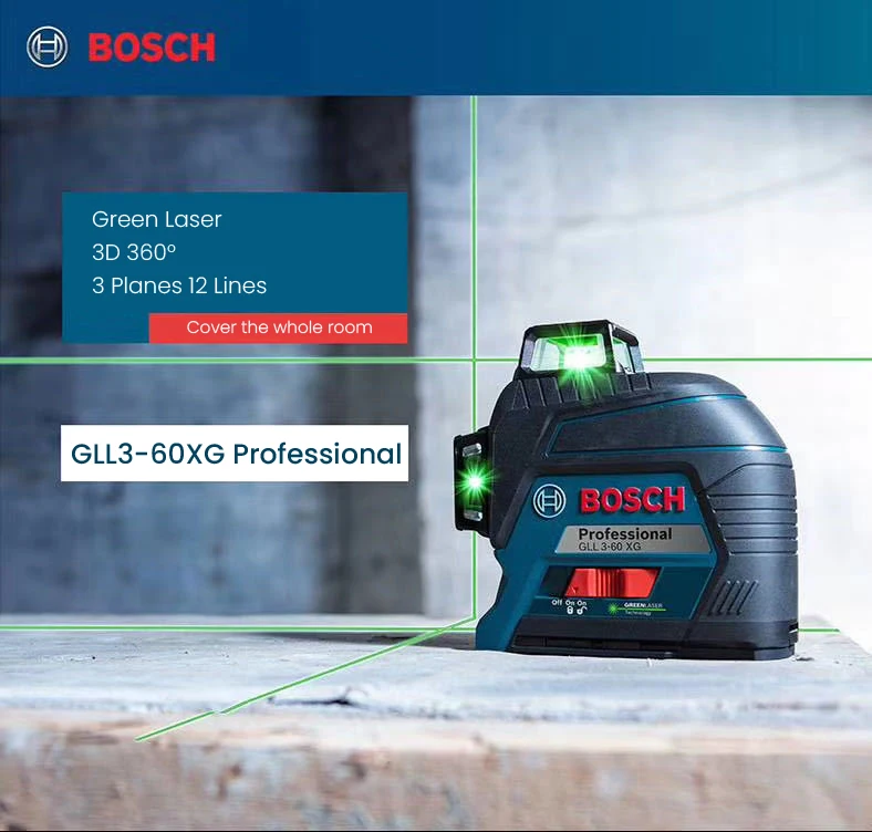 Bosch Green Light Laser Level 12-line Wall-mounted Meter GLL3-60XG High-precision Laser Wall-leveling Water Mark