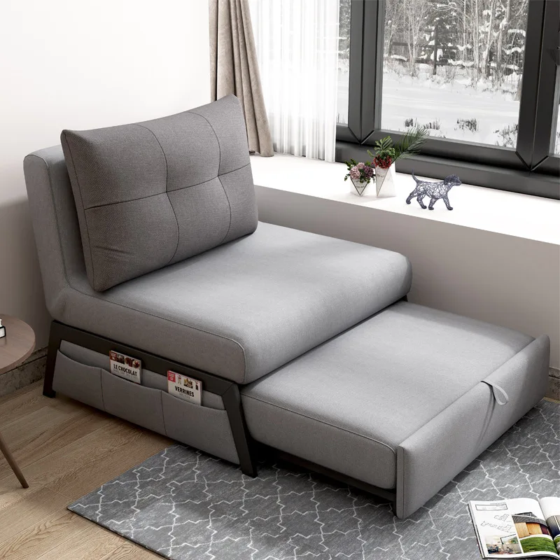 #Folding Corner Convertible Living Room Transformer Fabric Single Sofa Bed