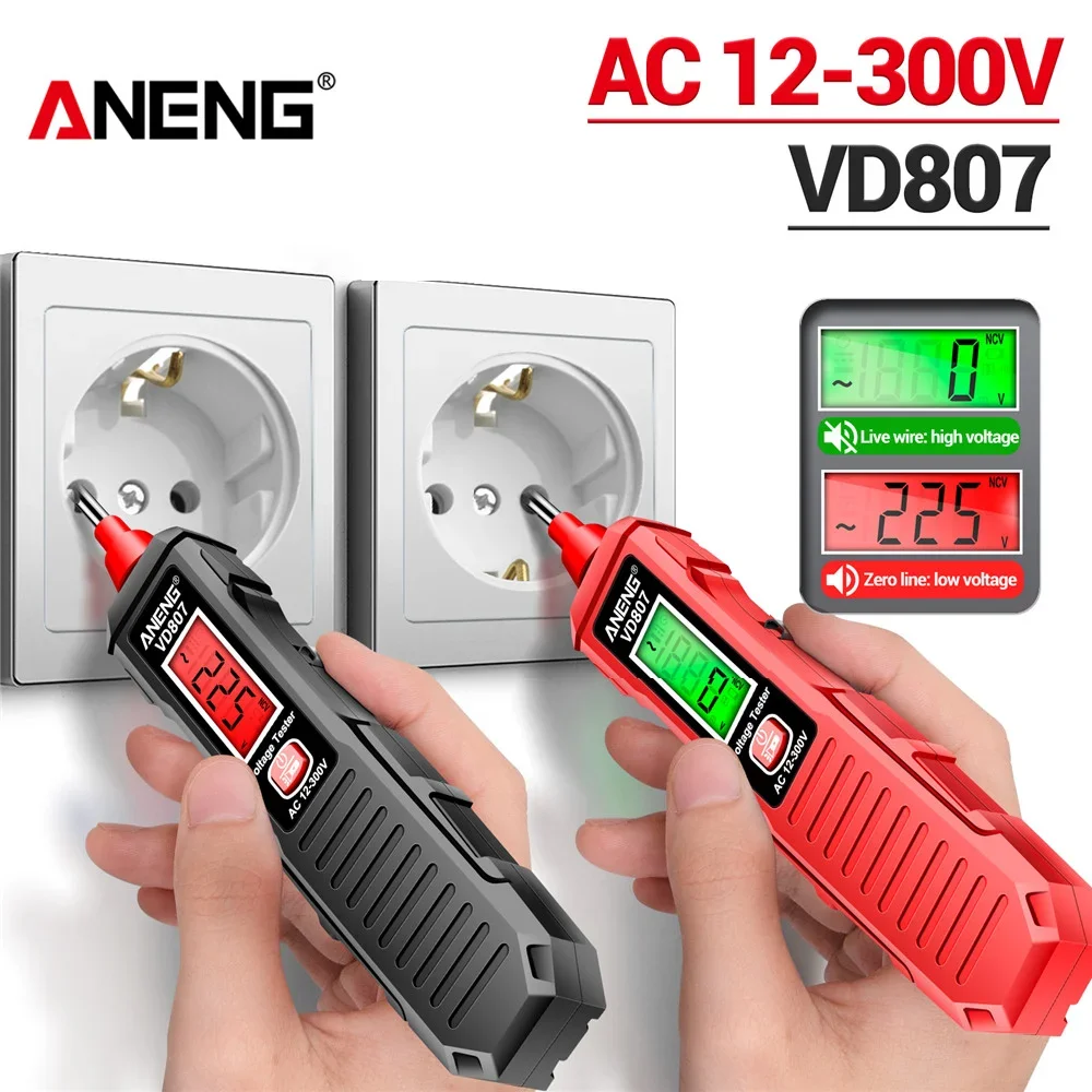 

ANENG VD807 Индукционный портативный интеллектуальный тестер напряжения 50/60 Гц, бесконтактный детектор проводки NCV, AC 12-300В, инструмент для поиска обрыва цепи