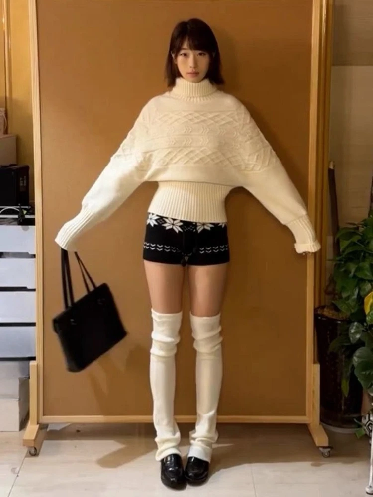 

New Winter Korean Turtleneck Jumper Fashion Knitting Twist Pullovers Women's Clothing Pull Femme Casual All Match Sweater Tops