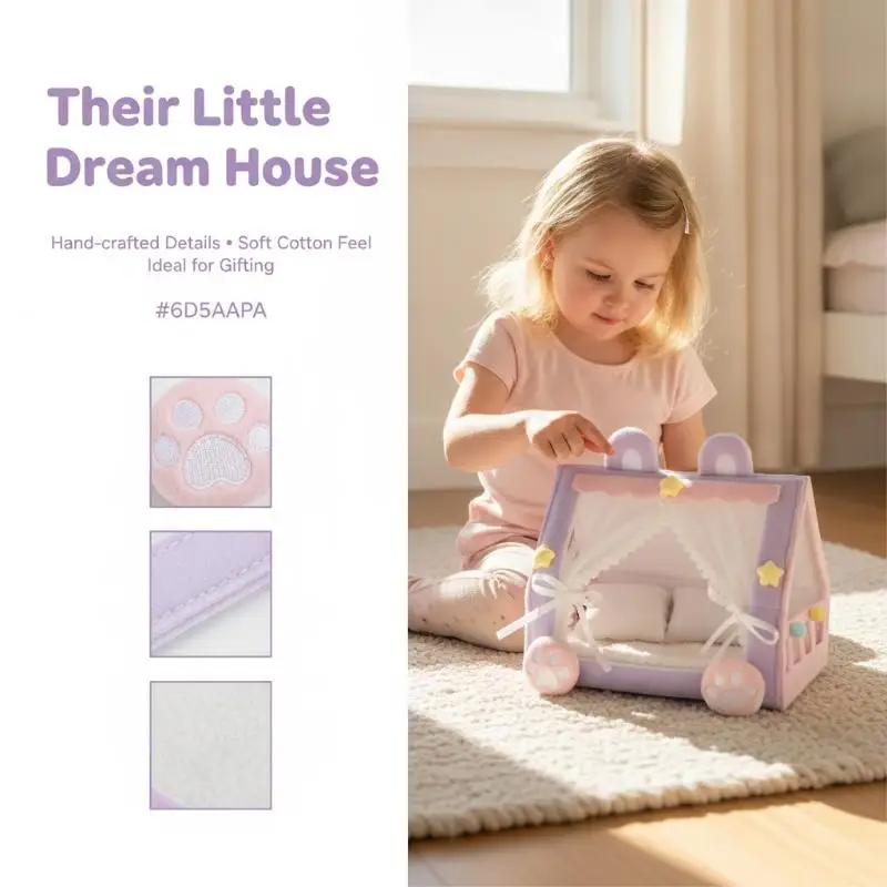 Doll Tent Bed Eco-friendly Soft Cotton Mini Doll Bed Creative Storage Toy for Home Kids Playroom Decor