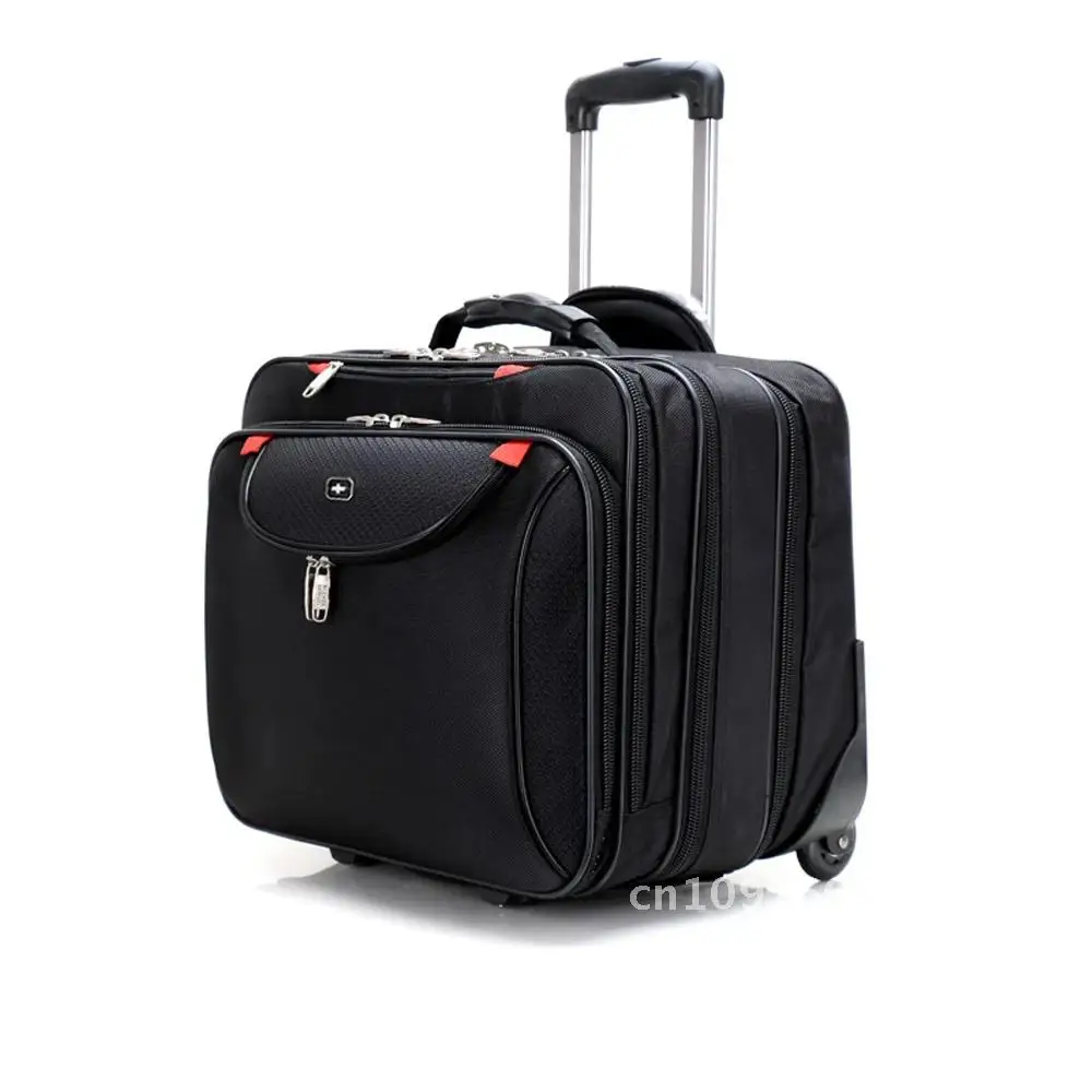 Nuevo Bolsa de viaje de 18 ", maletas impermeables Oxford negras, equipaje para mujeres/hombres con varilla telescópica giratoria de aleación de aluminio