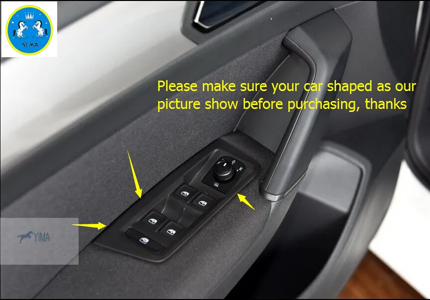 

New For VW Volkswagen Touran 2016 2017 2018 ABS Inner Door Armrest Window Lift Button Cover Trim 4 Pcs / Set