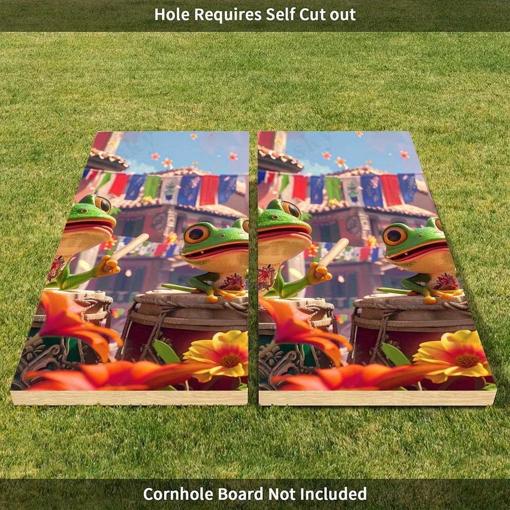 الضفادع الطبول، فن الضفدع الكرتوني، ديكور المهرجان، قيمة عالية! ملصقات رمل من الفينيل المسطح ثنائية الأبعاد - خالية من الفقاعات، سهلة الاستخدام، وات #5