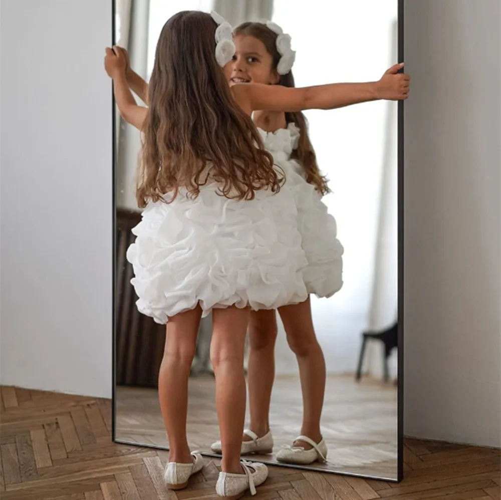 Pleat One Shoulder Sleeveless A Line Short Formal Wedding Party Flower Girl Dress Mini Length Elegant First Communion Gown New