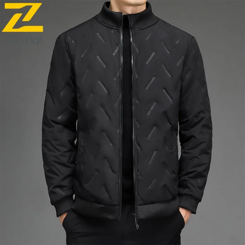 سترة مبطنة للرجال لركوب الدراجات في الهواء الطلق من COMXZ، بياقة واقفة مميزة، سترة سميكة دافئة، ملابس شتوية مريحة للاستخدام اليومي