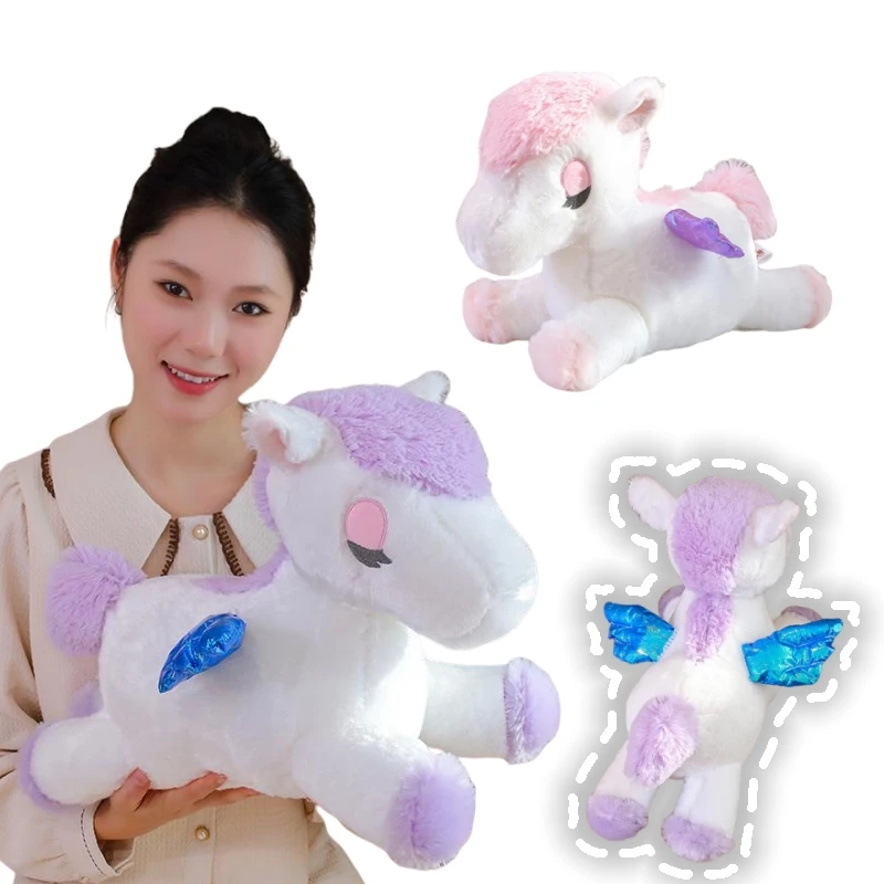 High Quality Rainbow Pegasus Unicorn Lies Toys Cute Soft Stuffed Dolls Babys Accompany Sleeping Girls Birthday Gifts Home Decor