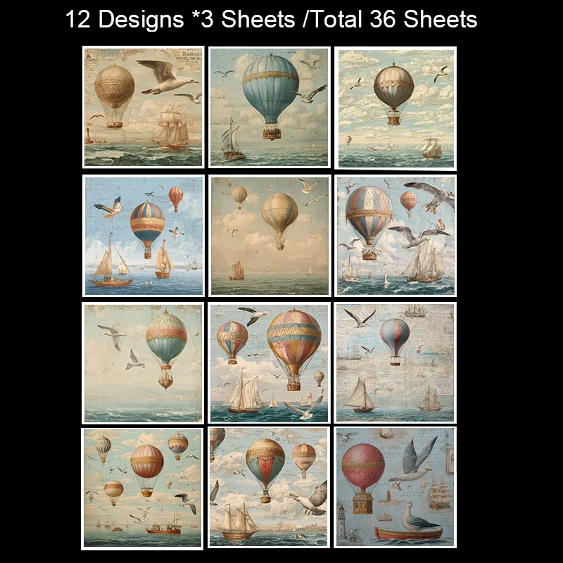 Pacote de papel Origami e Scrapbooking de 6 "x 6" (36 folhas): impressões de viagem inspiradas em vintage para scrapbooking, cartões DIY e decoração de diário