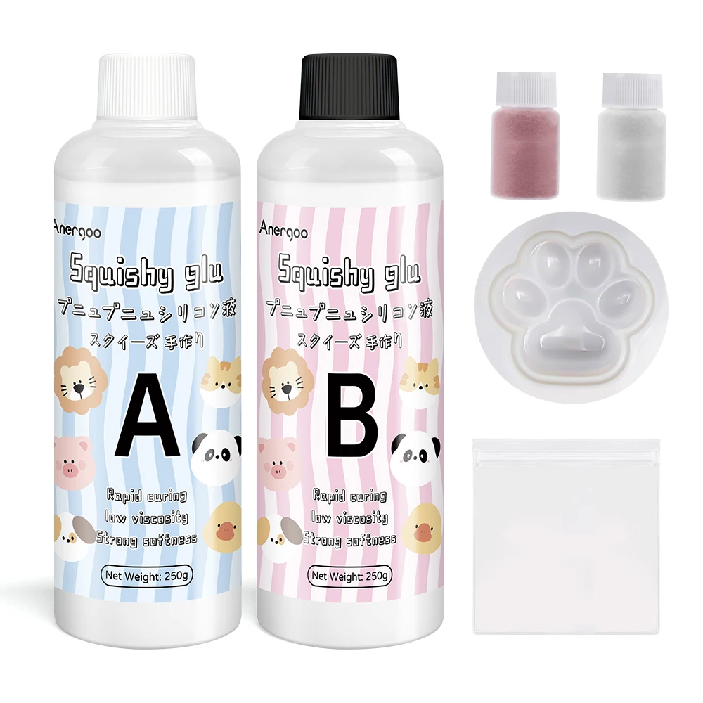 

Anergoo Epoxy Resin Glue 1:1 AB Squishy Gel Soft Liquid Silicone Mold Decompression Toys Gift Squeezing Toy 2 Bottles Taba
