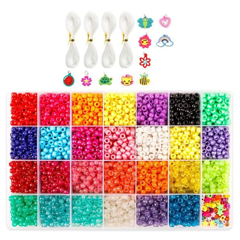 4600Pc Pony Beads Large 28 Grid Box Barrel Beads Early Education Puzzle Bead Material DIY Bracelet Accessories