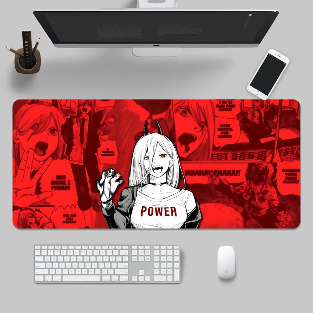 Cool C-Chainsaws Wo-Man Mouse Pad Tapetes de Mesa Teclado, Borracha Kawai, Tapete de Mesa Antiderrapante, XXL90x40cm