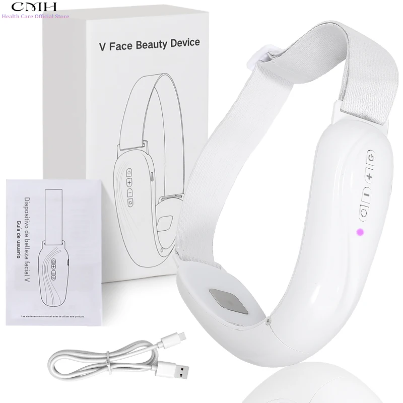 جهاز تجميل نسائي مكركرنت VFace ضغط LED للعناية بأوراق موصلة لشد البشرة وإزالة الذقن المزدوجة وتدليك شحن USB