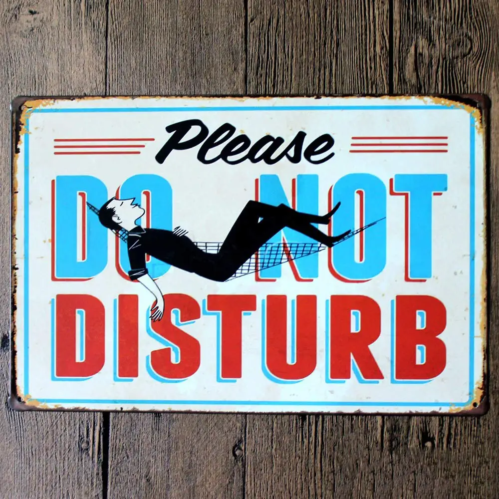 White  Retro Design Please Do Not Disturb Tin Metal Signs Wall Art | Rear Tinplate Print Poster Wall Decoration for Bar/Kitchen