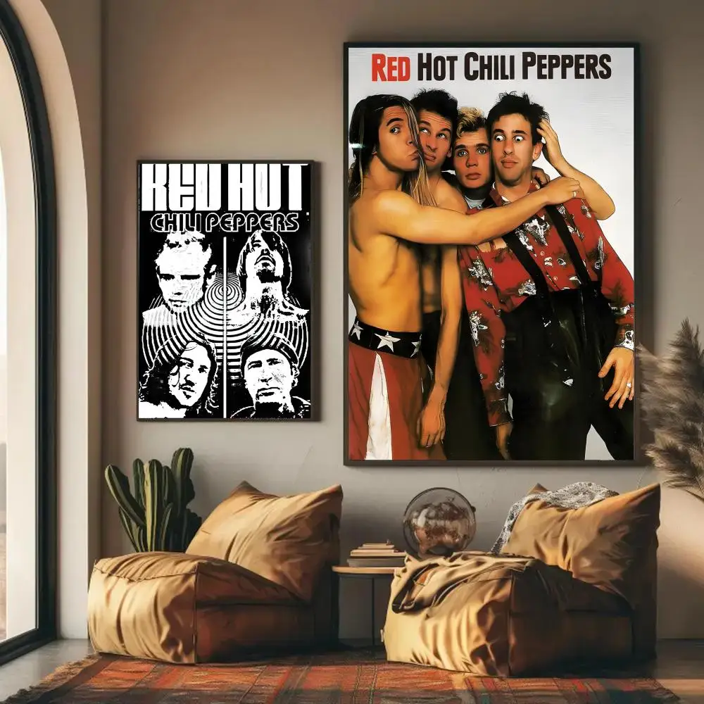 R-Red Hot C-Chili Peppers Poster HD Wall Art Decal Self-Adhesive Aesthetic Decor For Home Living Bedroom Bar Aesthetic