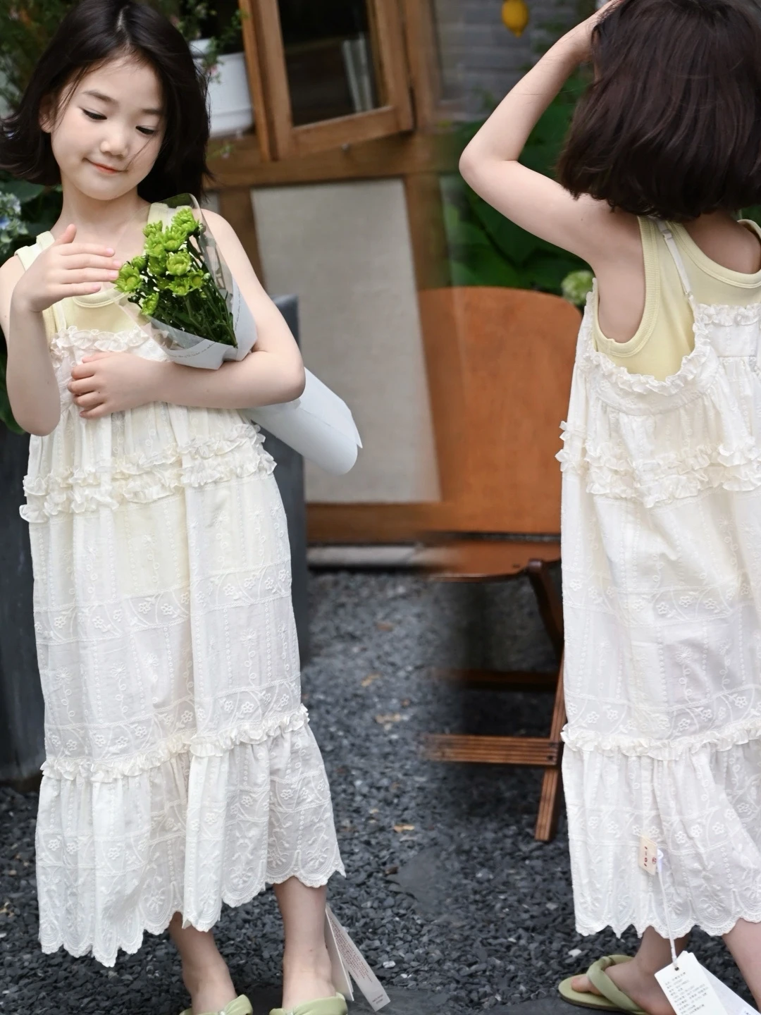 Baby Girl Dress Halter Dress Girls 2024 Korean Style Kids Summer Vacation Style Lace Princess Dress for Baby Girls Beach Dresses