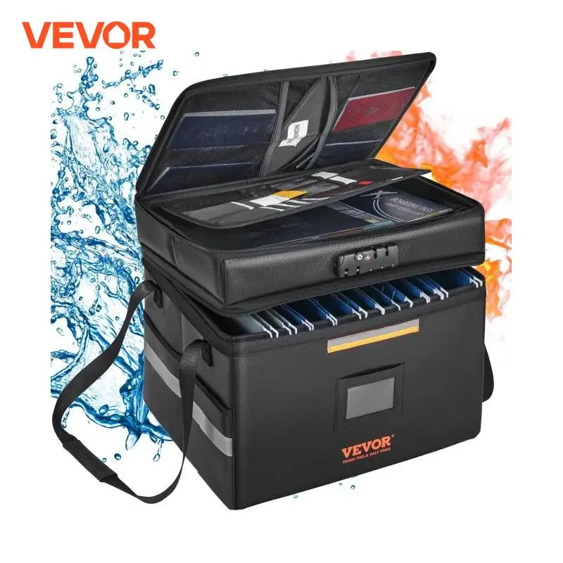 VEVOR Fireproof Document Bag with Lock 2000℉ 3-layer Fireproof & Waterproof File Box with Zipper for Money Documents Jewelry