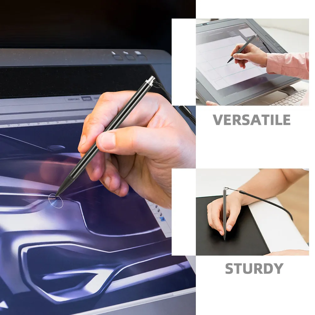 2Pcs Metal Resistive Stylus Pen Precision Accurate Smooth Writing Anti-Loss for Industrial Educational Commercial