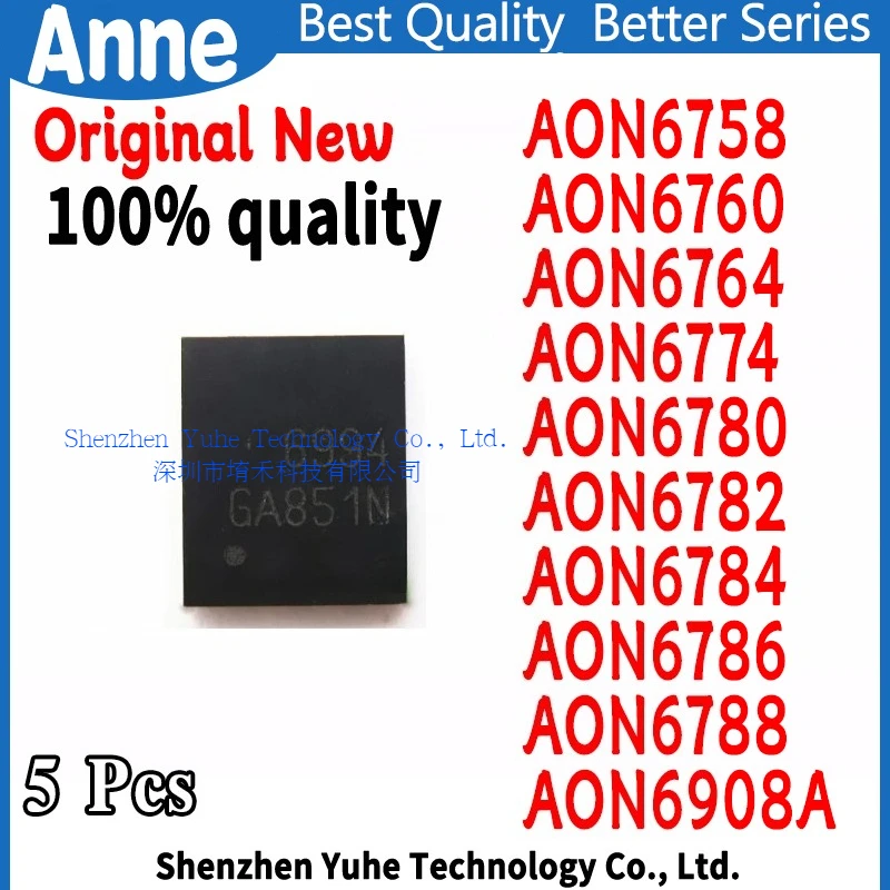 (5piece)100% New AON6758 AON6760 AON6764 AON6774 AON6780 AON6782 AON6784 AON6786 AON6788 AON6908A QFN-8 Chipset