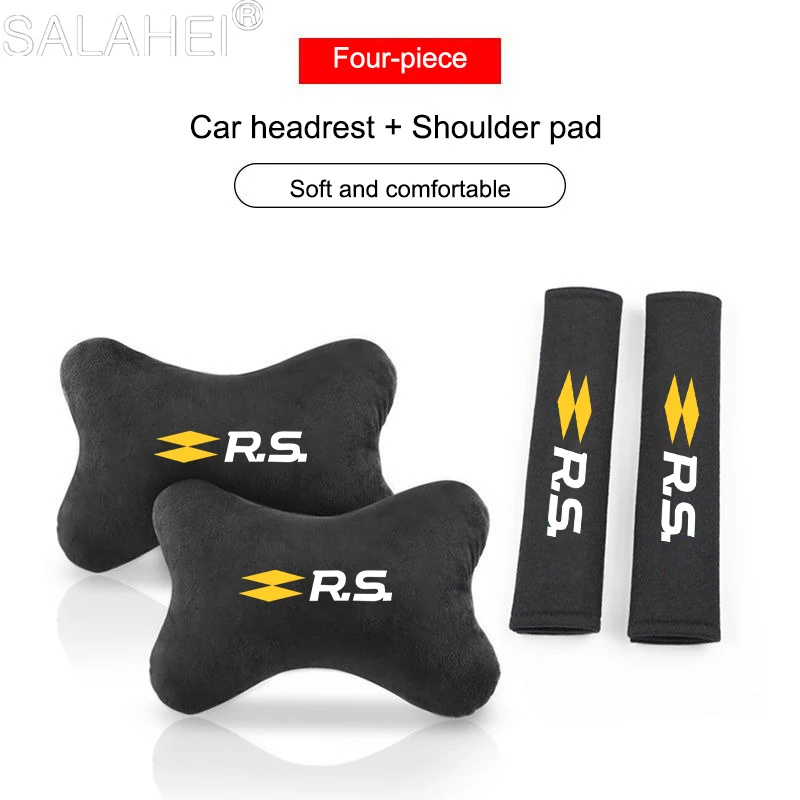 Car Headrest Neck Pillow Seat Belt Shoulder Pads Safety Cover for Renault RS Clio Scenic Logan Megane Koleos Sandero Safrane