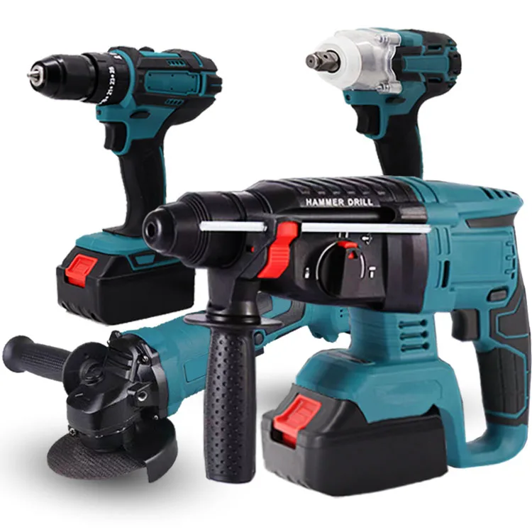 Custom 21v 4 In 1 Combination Brush Cordless Power Tool Combo Set Kit With Universal Battery Charger