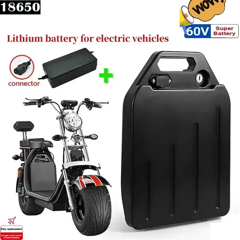 Bicicleta Eléctrica Scooter Battery 60V 20Ah-60Ah 250W~1500W Bicycle and Motorcycle Waterproof Lithium Battery 67.2V + Charger