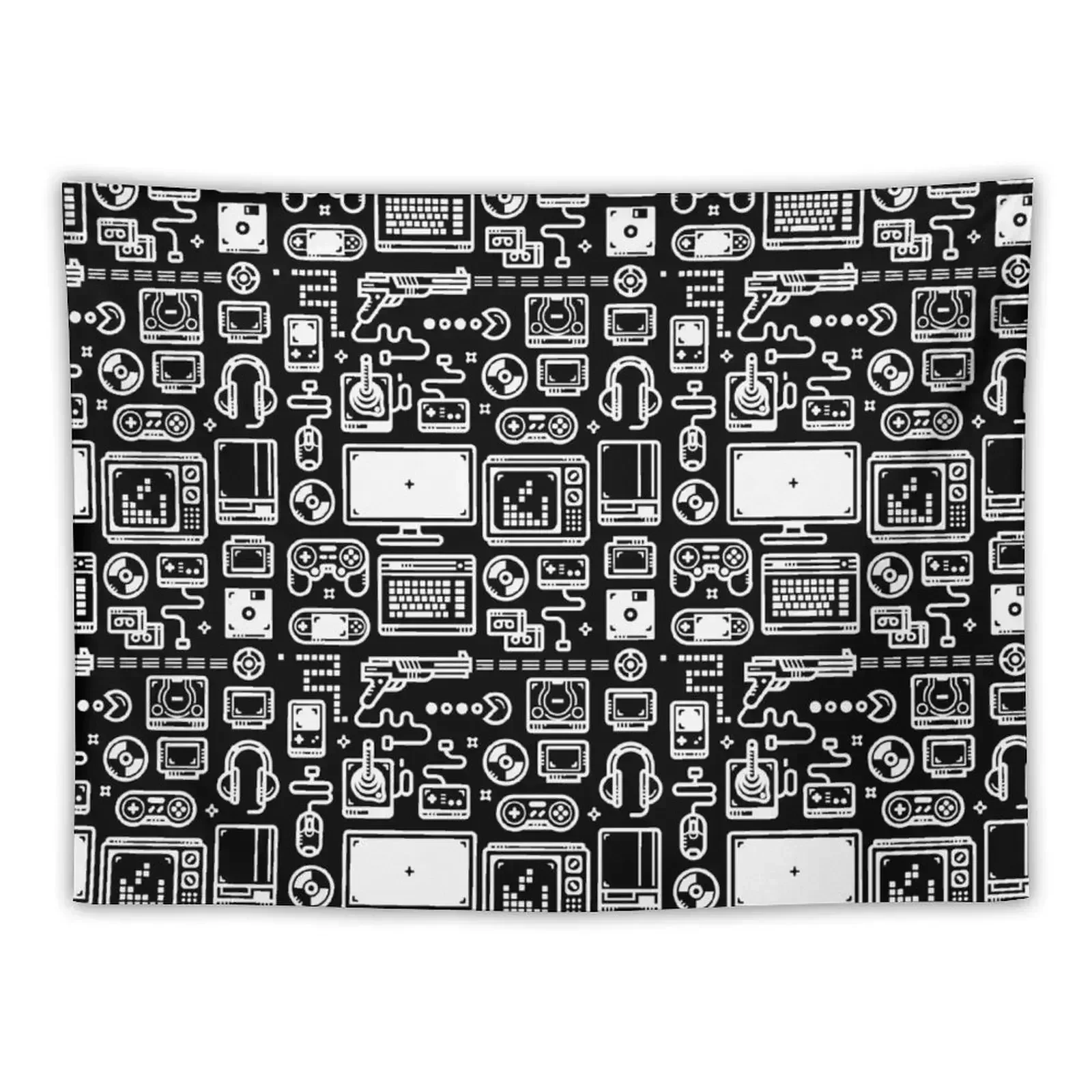 Retro Gamer Video Game Consoles, PC's, Controllers, Joysticks and Gamepads Tapestry Home Decor Aesthetic Tapestry