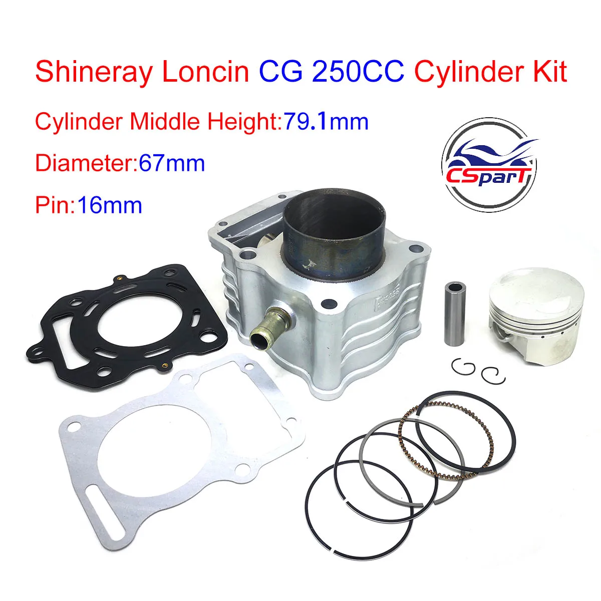 67mm Cylinder Piston Ring Gasket Kit Water 250CC Loncin Shineray Taotao  Dirt Bike Pit  ATV Quad