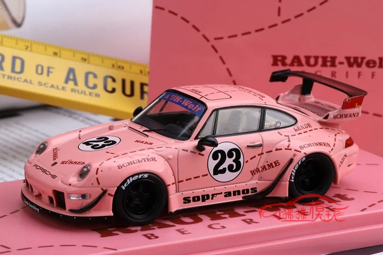 1:43 Porsche RWB 993 77 # Model symulacyjny ze zmodyfikowanego stopu 11, kolekcja zabawek dekoracyjnych dla dzieci, prezenty świąteczne dla dzieci