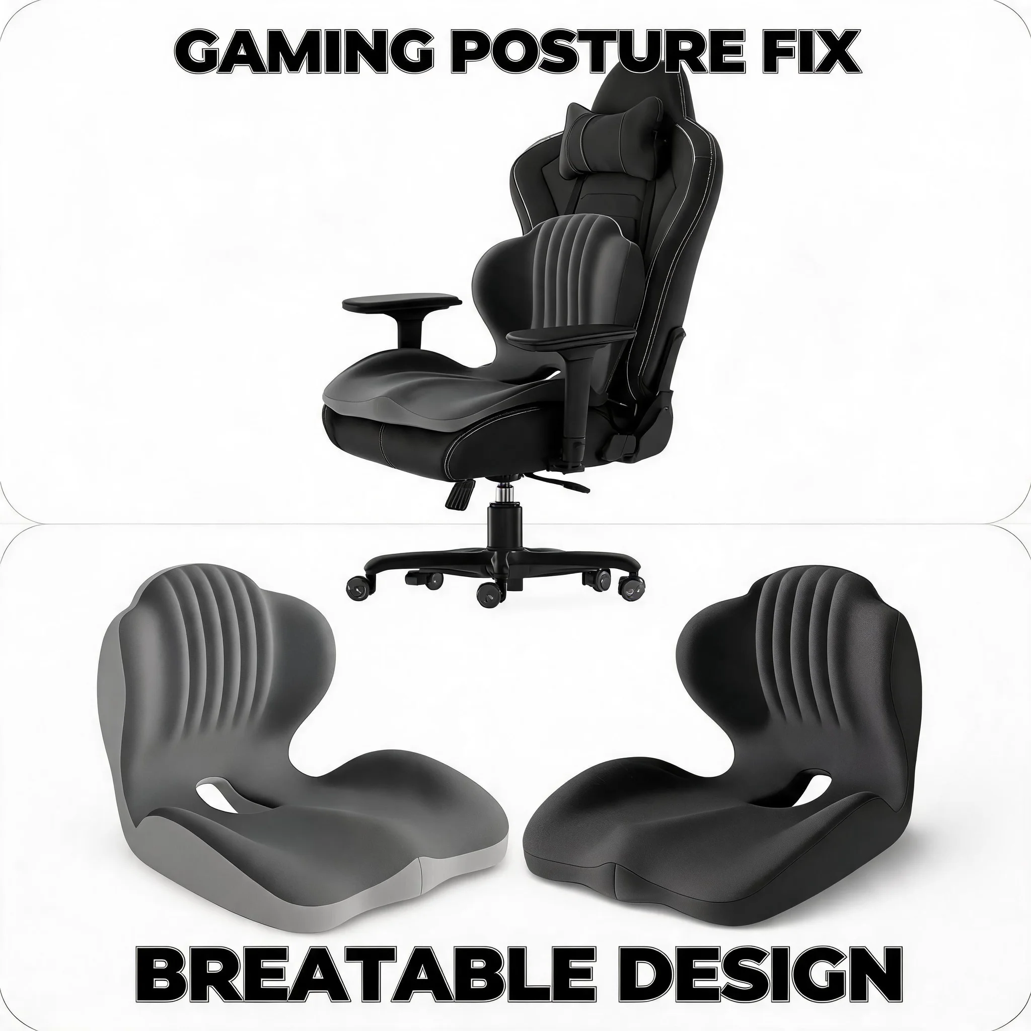 Memory Foam Seat Cushion Ergonomic Lumbar Support Pad Tailbone Sciatica Relief Pillow for Office Chair and Car Daily Use