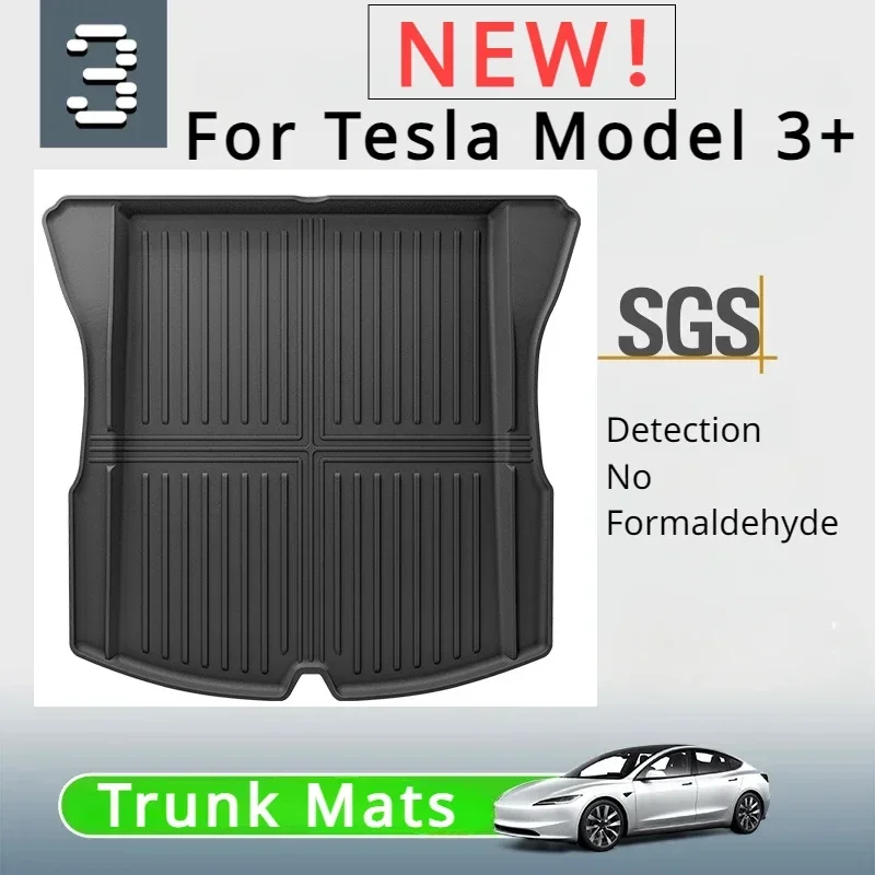 For Tesla Model 3 Highland 2024 Front and Back Trunk Mat TPE Carpet Waterproof Weather-resistant Pads Up and Down Layer Mats