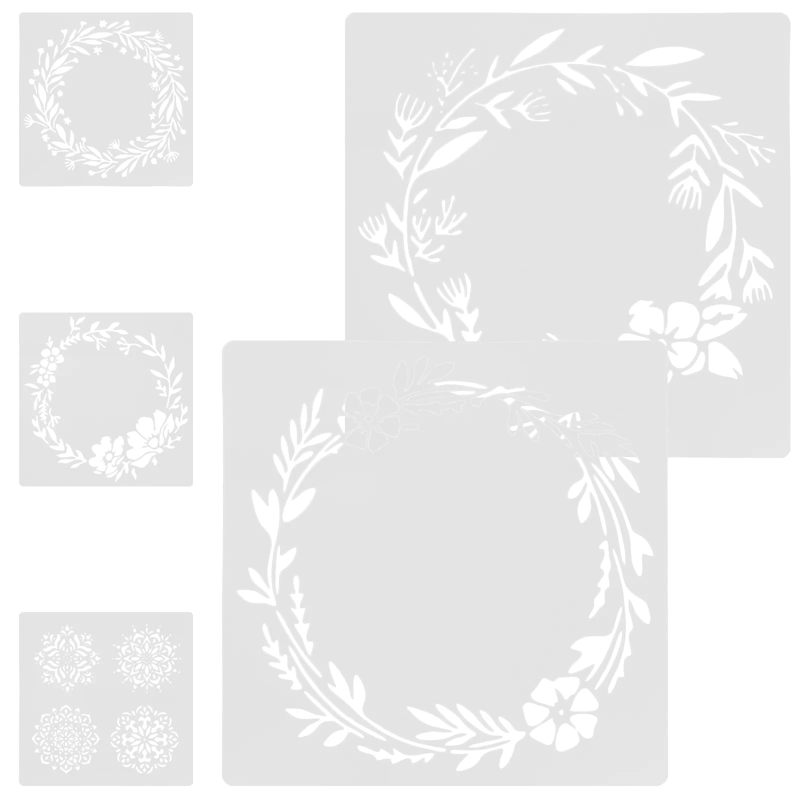 Garland Painting Template Pet Hollow DIY Hand-painted Graffiti Spray Mandala Drawing Supplies (set of 5) Sprung Stencils White