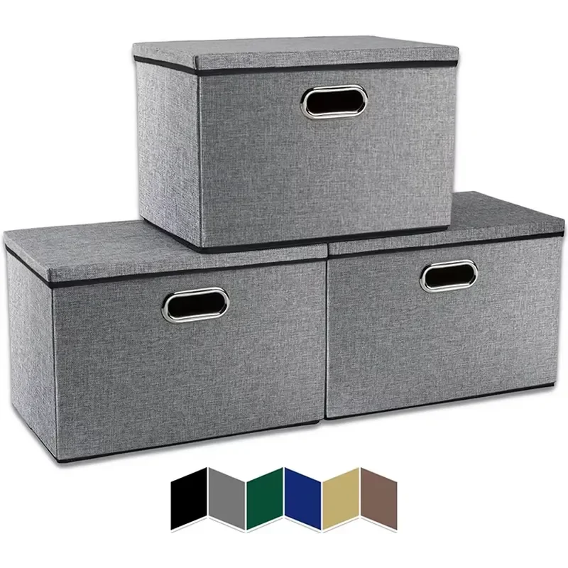 Customizable Oxford Foldable Storage Box with Lid Reusable Plastic Wardrobe Organizer