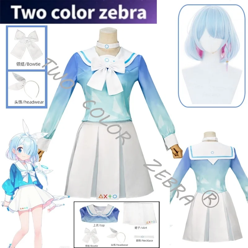

Game Blue Archive Arona Cosplay Costume Blue JK Sailor Uniform Full Set Choker Wig Headress Halloween Comic Con Roleplay Suit