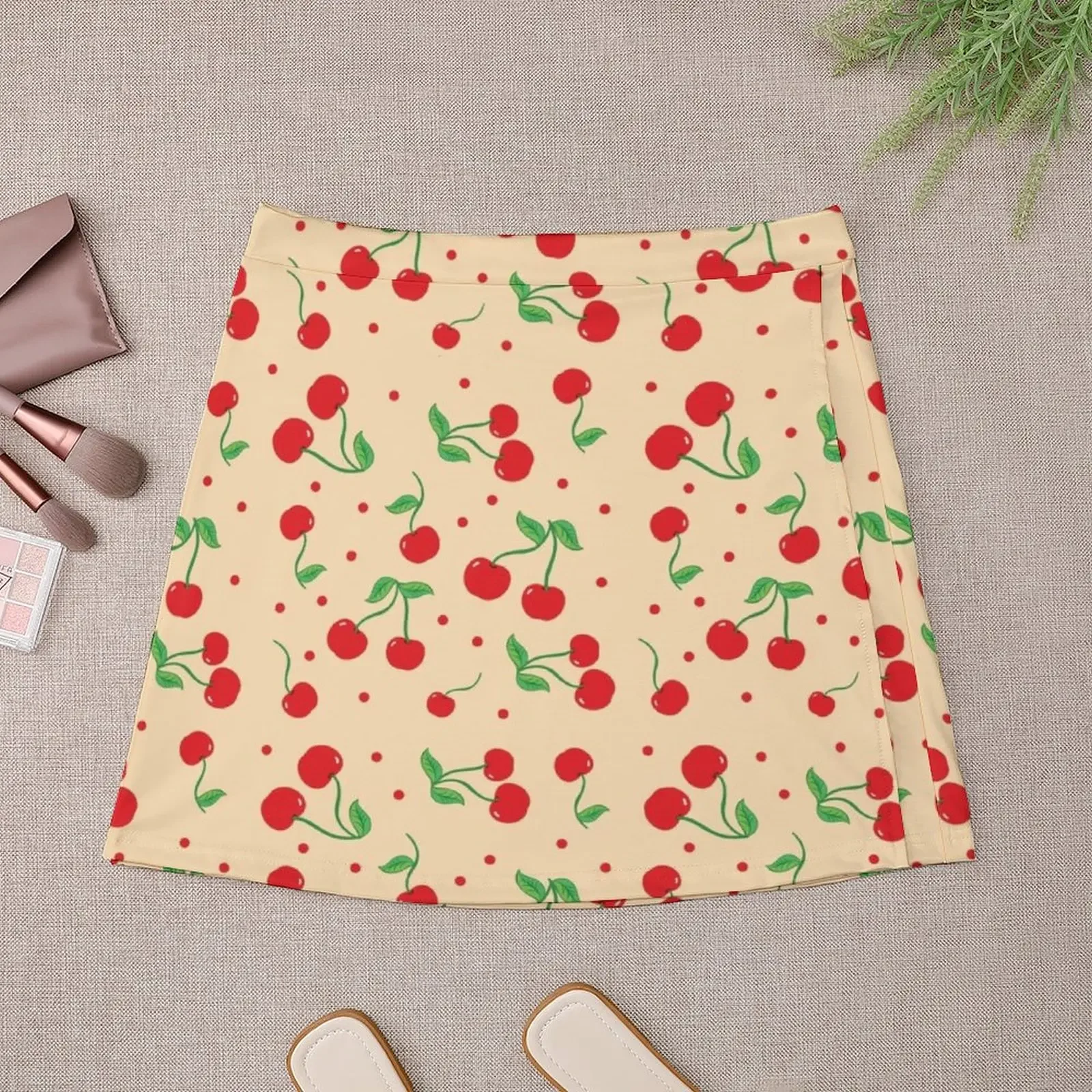 Cherry Vintage red dots Mini Skirt korean style skirt Clothing female skirt set