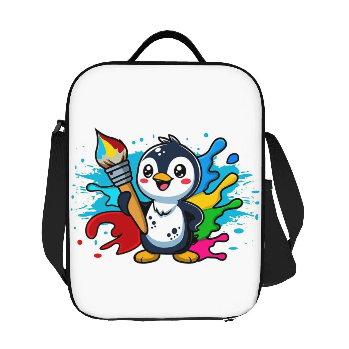 Художник, дизайн пингвина, наклейка, изолированные сумки для обеда, сумки для пикника, термохолодильник, ланч-бокс, сумка для обеда для женщин, работы, детей, школы