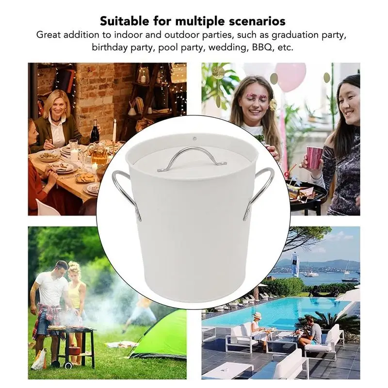 Ice Bucket With Lid Wine Bucket Storage Bin With Handle Galvanized Metal Bucket Beverage Tub For Backyard Bars Picnics Parties