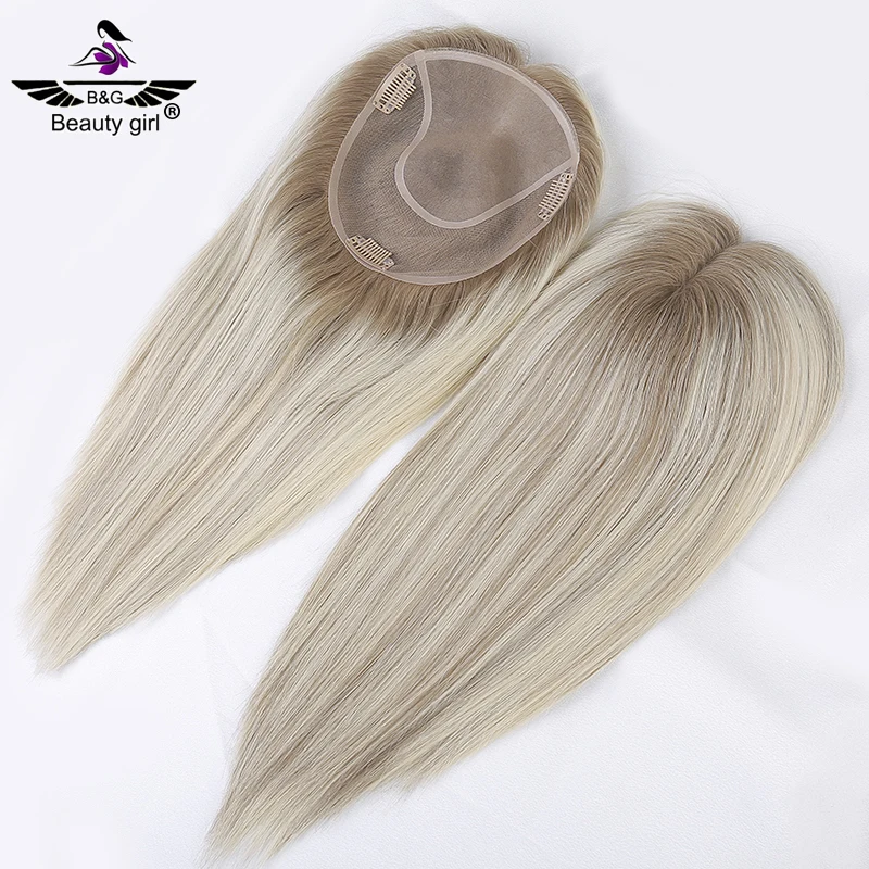 

Newly Summer Highlight Virgin Women Hair System Toupee Low Density Straight Breathable Real Human Hair Mono Topper