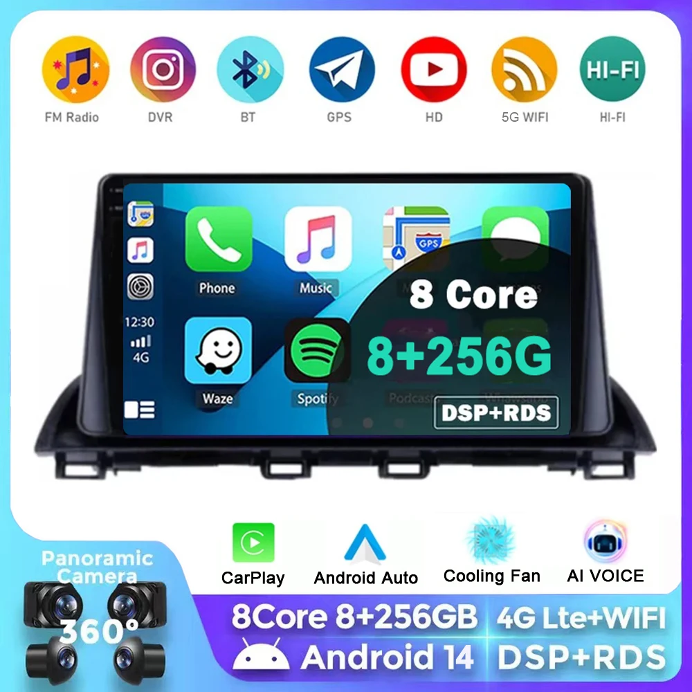 

Android 14 WIFI+4G BT Car Radio For Mazda 3 Axela 2014 - 2019 Multimedia Video Player GPS Navigation Stereo Audio Head Unit 2DIN
