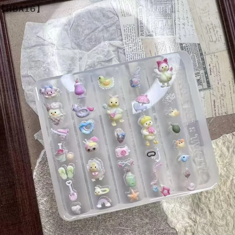 Molde de silicone 3d para unhas, pato de desenho animado, faça você mesmo, design de arco, modelo de unhas transparente, ferramenta de design de manicure, decorações de arte de unhas