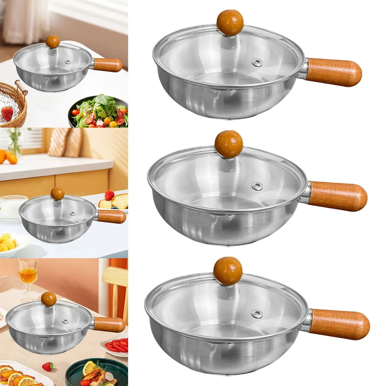 

Stainless Steel Sauce Pan Round Stockpot Breakfast Cooking Pot Butter Warmer Hot Milk Pot for Home Outdoor Camping RV Travel