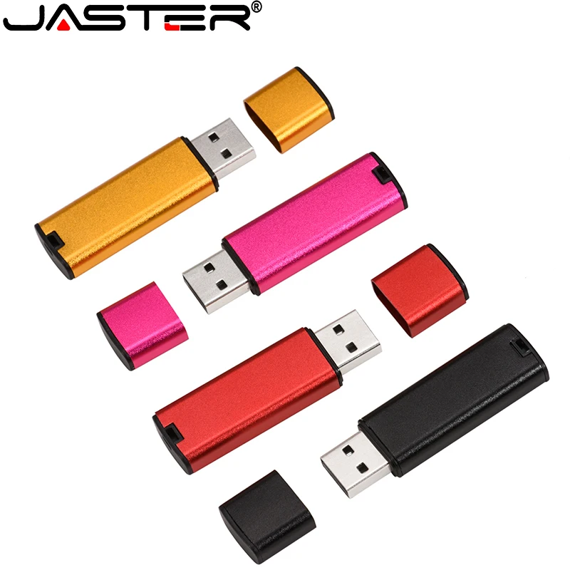 JASTER Gold Plastic USB Flash Drive 128GB High Speed ​​Black Pen Drive Free Keychain Creative Business Gift Memory Stick U Disk