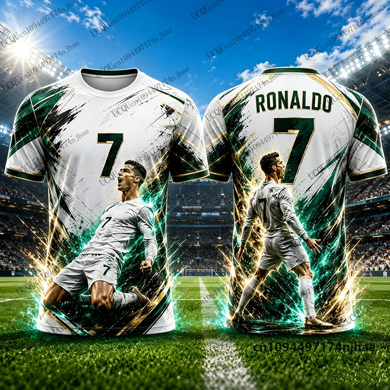 2026 New Special Ronaldo 7 Print Soccer Jersey Parent-Child T-shirt Summer Quick-Drying Sports Tees Casual Kids/Adult Tops